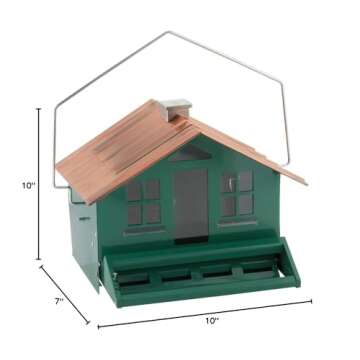Perky-Pet 339-1SR Squirrel-Be-Gone II Home Style Bird Feeder with Chimney, Squirrel Proof Bird Feeder with Weight-Activated Perches, Large 8lb Capacity Outdoor Wild Bird Feeder