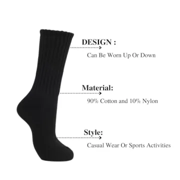 Black Slouch Scrunch Socks for Women - Stylish & Comfortable