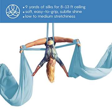 Aum Active Aerial Silks Starter Kit - Durable 9 Yards of Aerial Yoga Hammock with Hardware & Guide -...