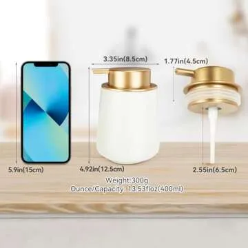 Simcat Hand Soap Dispenser Marble Dish Soap Dispenser Countertop Hand Lotion Pump Bottles Ceramic Lo...