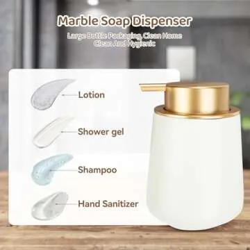 Simcat Hand Soap Dispenser Marble Dish Soap Dispenser Countertop Hand Lotion Pump Bottles Ceramic Lotion Container Refillable Liquid Hand Soap Jar Shower Dispenser for Bathroom Kitchen (Matte White)