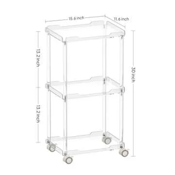 Aquiver Acrylic Utility Rolling Cart for Modern Storage