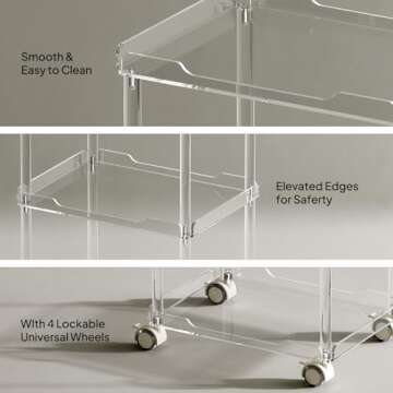 Aquiver Acrylic Utility Rolling Cart for Modern Storage