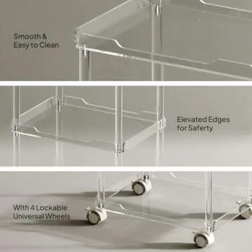 Aquiver Acrylic Utility Rolling Cart for Modern Storage