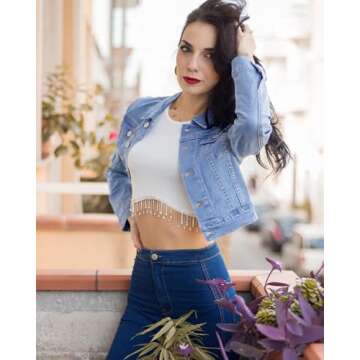 Luvamia Women's Fashion Stretchy Denim Jean Jacket