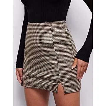 Milumia Women's Elegant High Waist Mini Skirt in Brown