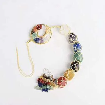 Tree of Life Handmade 7 Chakras Stones Healing Crystals Tree of Life Hanging Ornament for Home Decor