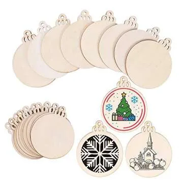 Max Fun 60PCS DIY Wooden Christmas Ornaments for Crafts
