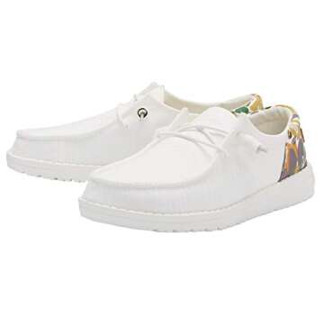 Hey Dude Women's Wendy Funk Chambray White Size 9 | Women’s Shoes | Women’s Lace Up Loafers | Comfortable & Light-Weight