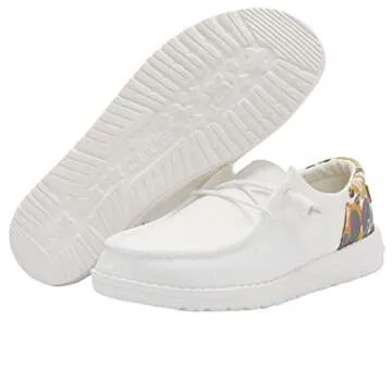 Hey Dude Women's Wendy Funk Chambray White Size 9 | Women’s Shoes | Women’s Lace Up Loafers | Comfortable & Light-Weight