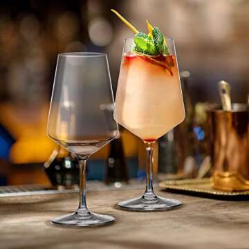 Amazing Abby - Sherry - 20-Ounce Unbreakable Tritan Wine Glasses (Set of 6), Plastic White Wine Glas...