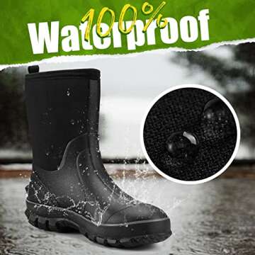 TIDEWE Rubber Boots for Men, 5.5mm Neoprene Insulated Rain Boots with Steel Shank, Waterproof Mid Ca...