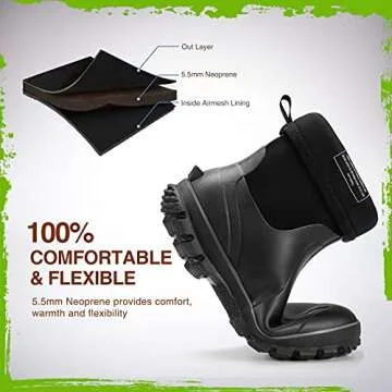 Durable TIDEWE Waterproof Rubber Boots for Men: Insulated & Comfortable