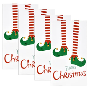 Merry Christmas Elf Legs Guest Napkins for Holidays
