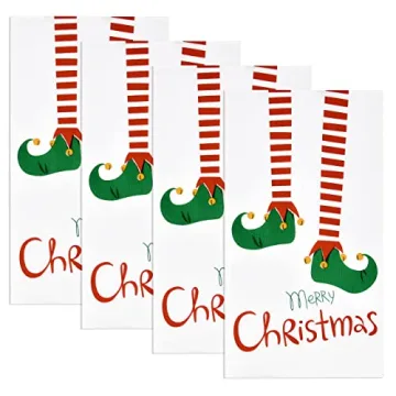 Merry Christmas Elf Legs Guest Napkins for Holidays