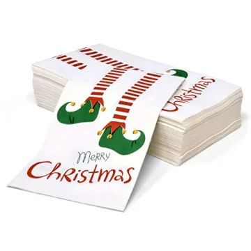 Merry Christmas Elf Legs Guest Napkins for Holidays