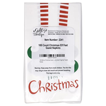 Merry Christmas Elf Legs Guest Napkins for Holidays