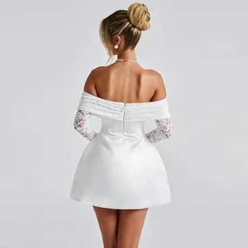 Ailaoyou Splicing Tube Dress Women's Sexy Strapless Style