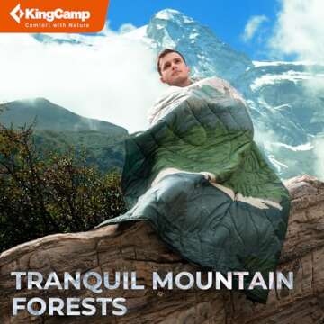 KingCamp Lightweight Camping Blanket - Puffy Printed Warm Camping Quilt with Snap Button - Portable ...