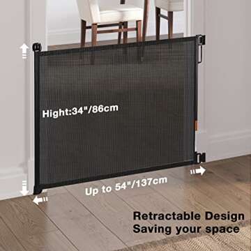 Babepai Retractable Baby Gate Wide Safety Mesh