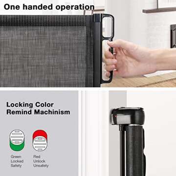 Babepai Retractable Baby Gate Wide Safety Mesh