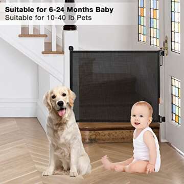 Babepai Retractable Baby Gate Wide Safety Mesh