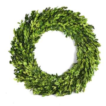 BOXWOOD WORLD Boxwood Wreath 12 inch Preserved Nature Boxwood Home Decor Stay Fresh for Years Spring...