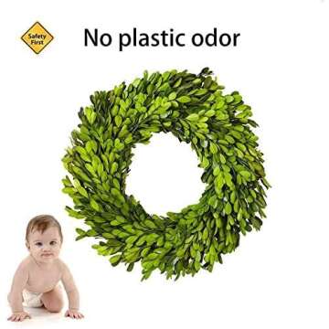 BOXWOOD WORLD Boxwood Wreath 12 inch Preserved Nature Boxwood Home Decor Stay Fresh for Years Spring Summer Fresh Green Wreath Farmhouse Holiday Home Wreath Decor Spring Wreath