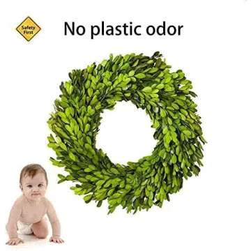 BOXWOOD WORLD Boxwood Wreath 12 inch Preserved Nature Boxwood Home Decor Stay Fresh for Years Spring Summer Fresh Green Wreath Farmhouse Holiday Home Wreath Decor Spring Wreath