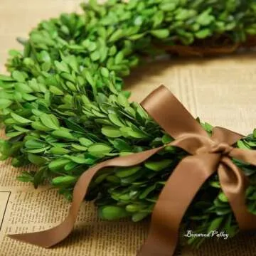 BOXWOOD WORLD Boxwood Wreath 12 inch Preserved Nature Boxwood Home Decor Stay Fresh for Years Spring Summer Fresh Green Wreath Farmhouse Holiday Home Wreath Decor Spring Wreath