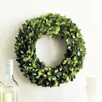 BOXWOOD WORLD Boxwood Wreath 12 inch Preserved Nature Boxwood Home Decor Stay Fresh for Years Spring Summer Fresh Green Wreath Farmhouse Holiday Home Wreath Decor Spring Wreath