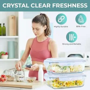 Glass Containers with Locking Lids for Storage & Baking