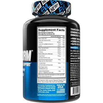 EVL Thermogenic Fat Burner Support - Fast Acting Weight Loss Energy and Appetite Support - Trans4orm Green Tea Supplement for Men and Women - 60 Servings