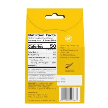 Wedderspoon Organic Manuka Honey Drops - Natural Throat Relief