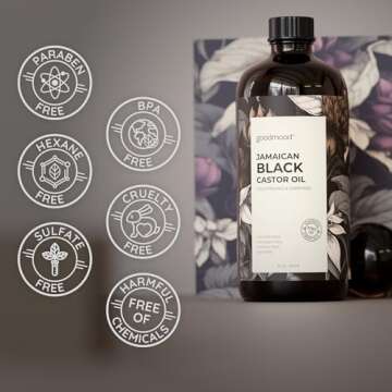 GOODMOOD Jamaican Black Castor Oil, 16 oz, Organic Cold Pressed Unrefined, Pure Castor Oil for Hair Growth, Skin Care, and Belly Fat