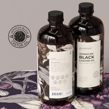 GOODMOOD Jamaican Black Castor Oil, 16 oz, Organic Cold Pressed Unrefined, Pure Castor Oil for Hair Growth, Skin Care, and Belly Fat