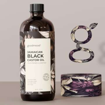 GOODMOOD Jamaican Black Castor Oil, 16 oz, Organic Cold Pressed Unrefined, Pure Castor Oil for Hair Growth, Skin Care, and Belly Fat