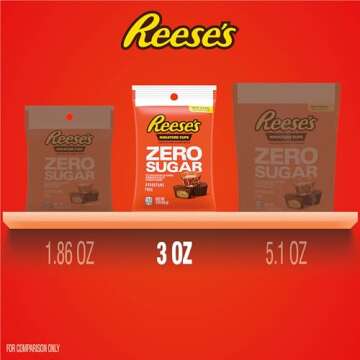 REESE'S Zero Sugar Miniatures Chocolate Peanut Butter Cups, Candy Bags, 3 oz (12 Count)