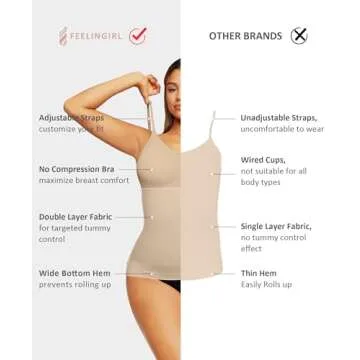 FeelinGirl Seamless Shapewear Camisoles Tummy Control Compression Tank Tops for Women Body Shaper Cami Ivory XL