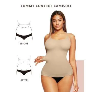 FeelinGirl Seamless Shapewear Camisoles Tummy Control Compression Tank Tops for Women Body Shaper Cami Ivory XL