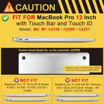 Batianda Shockproof Hard Case for MacBook Pro 13 Inch 2020 2022 A2338 M1 M2 Chip A2289 A2251 with To...