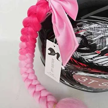 3T-SISTER Gradient Helmet Pigtails for Fun Riding Style