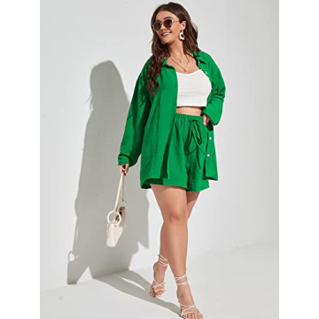 MakeMeChic Women's Plus Size Casual 2 Piece Outfits