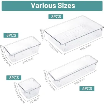 25 PCS Clear Drawer Organizers - Versatile Storage Solutions