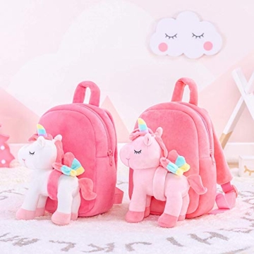 Unicorn Toddler Backpack with Detachable Toy for Kids