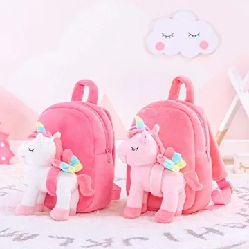 Unicorn Toddler Backpack with Detachable Toy for Kids