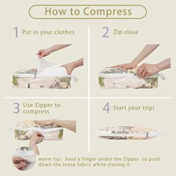 6 Pcs Compression Packing Cubes Travel for Suitcases, Luggage Organizer Nylon Washable Storage Bags Set - Packaging Cubes for Backpack Travel Perfect for Women Clothes Carry-Ons and Storage