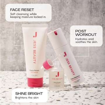 JESS BEAUTY | Skin Care Set Reset Face Cleanser Face Moisturizer Hyaluronic Acid 5 fl. oz Serum 1 fl. oz Gel Mask 1.7 fl. oz