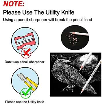 FUBAINA 3 Pcs White Sketch Charcoal Pencils -Professional Hight Quality Sketch Highlight White Charcoal Wooden Pencils for Artist Drawing, Sketching, Blending