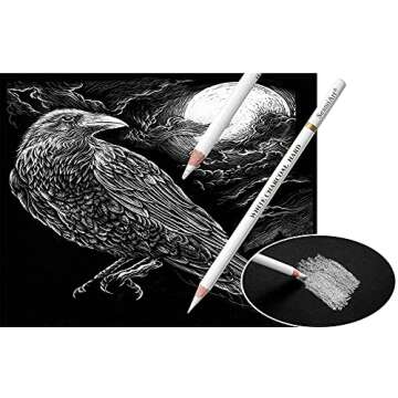 FUBAINA 3 Pcs White Sketch Charcoal Pencils -Professional Hight Quality Sketch Highlight White Charcoal Wooden Pencils for Artist Drawing, Sketching, Blending